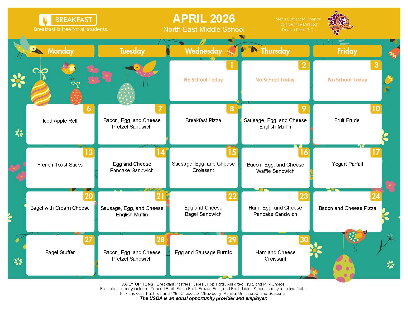 NEMS April Breakfast Menu